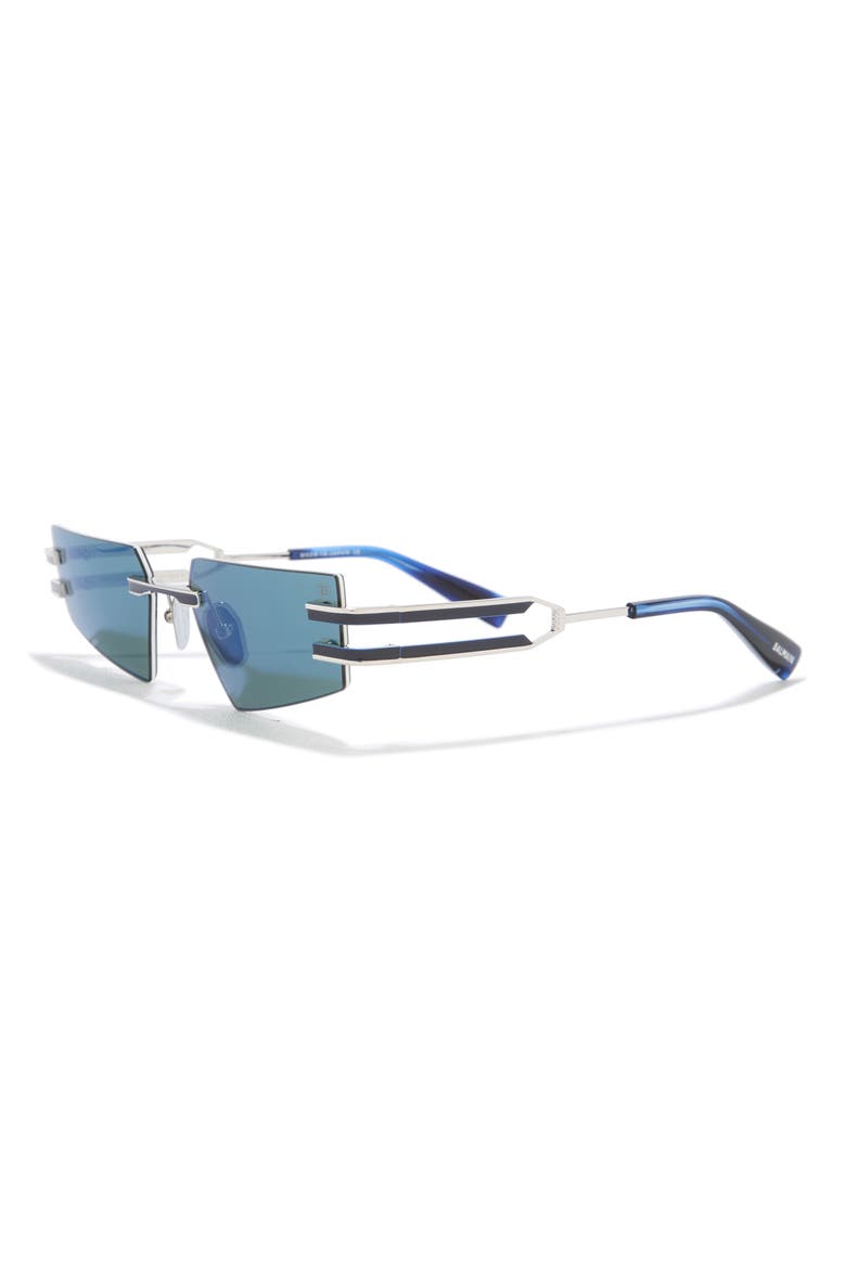 54mm Rimless Novelty Sunglasses, Alternate, color, SILVER SILVER BLUE