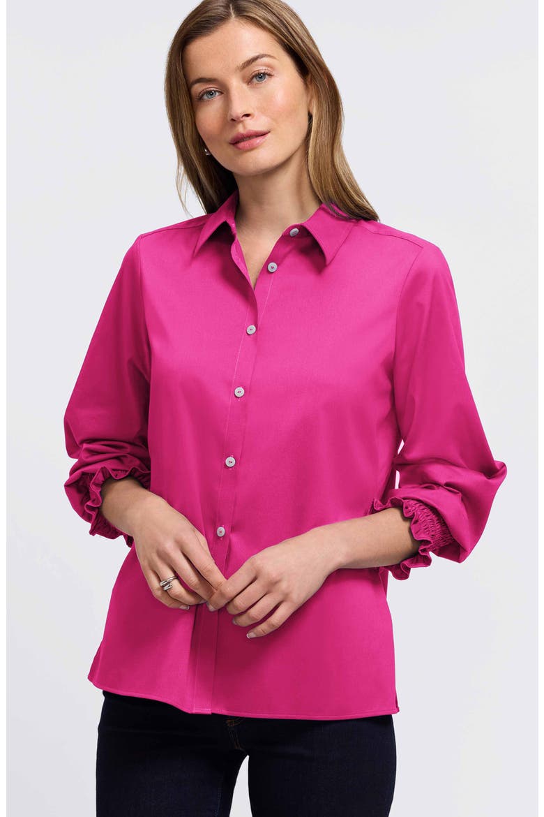 Avril Matte Sateen Button-Up Shirt, Alternate, color, PINK TOURMALINE