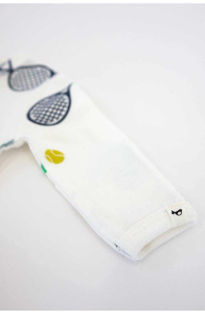 oh baby! Tennis Print Zipper Footie, Alternate, color, Cream
