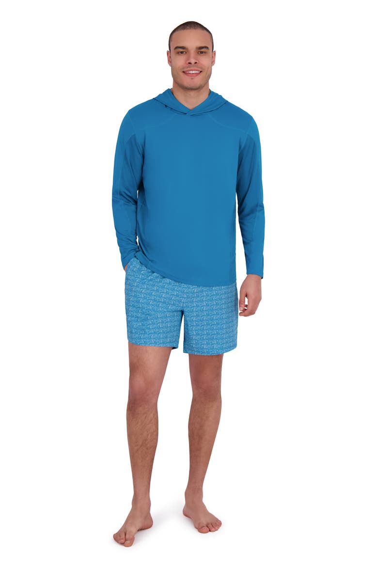 Textured Piecing Long Sleeve Hooded Rashguard, Alternate, color, SWELL
