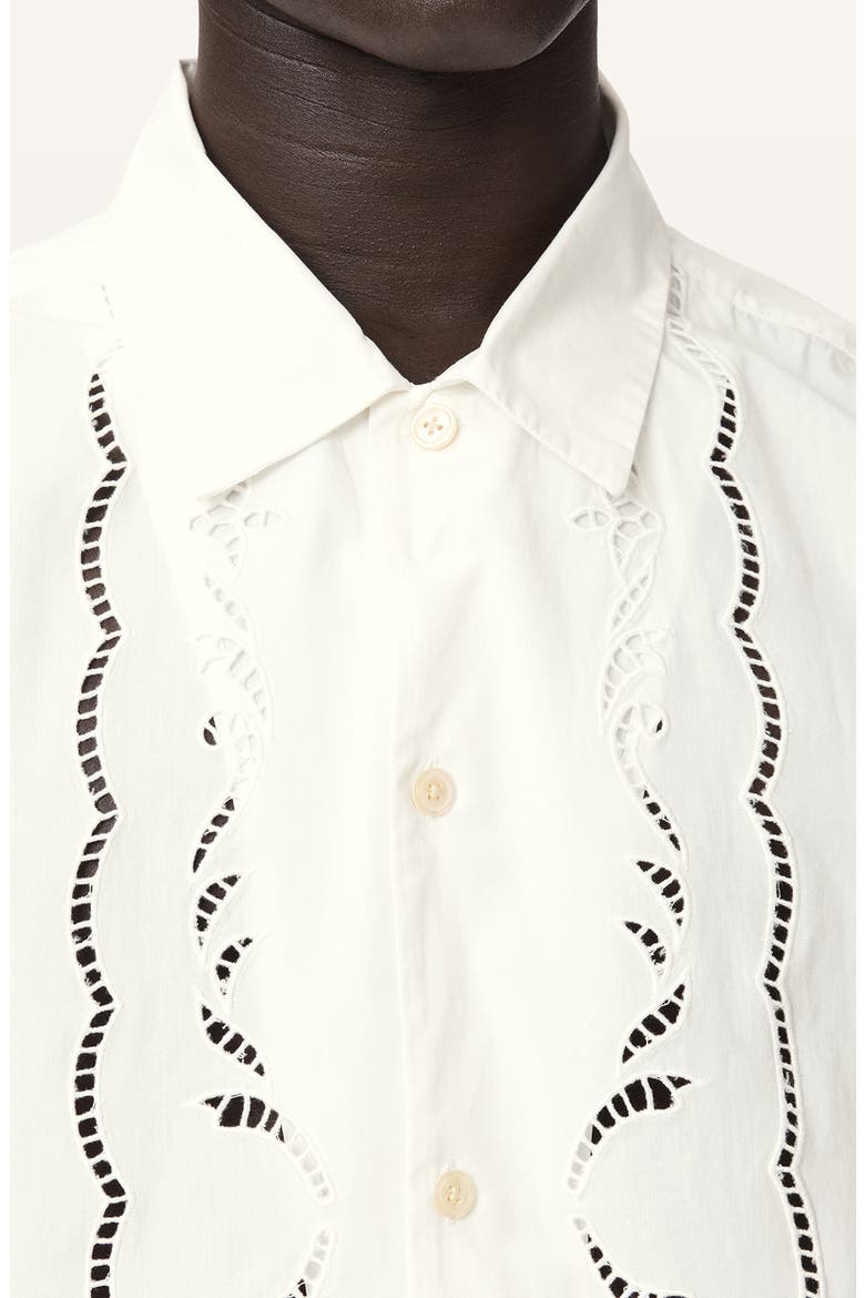 Field Eyelet Detail Short Sleeve Button-Up Shirt, Alternate, color, WHITE