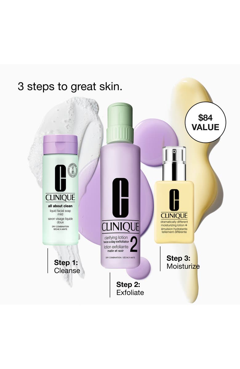 Clinique Healthy Skin 3-Step System: For Dry to Combination Skin Skin Care Gift Set $84 Value, Alternate, color, 