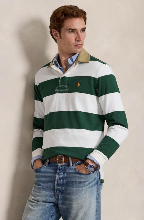 Polo Ralph Lauren Classic Fit Khaki Collar Rugby Shirt In Multi