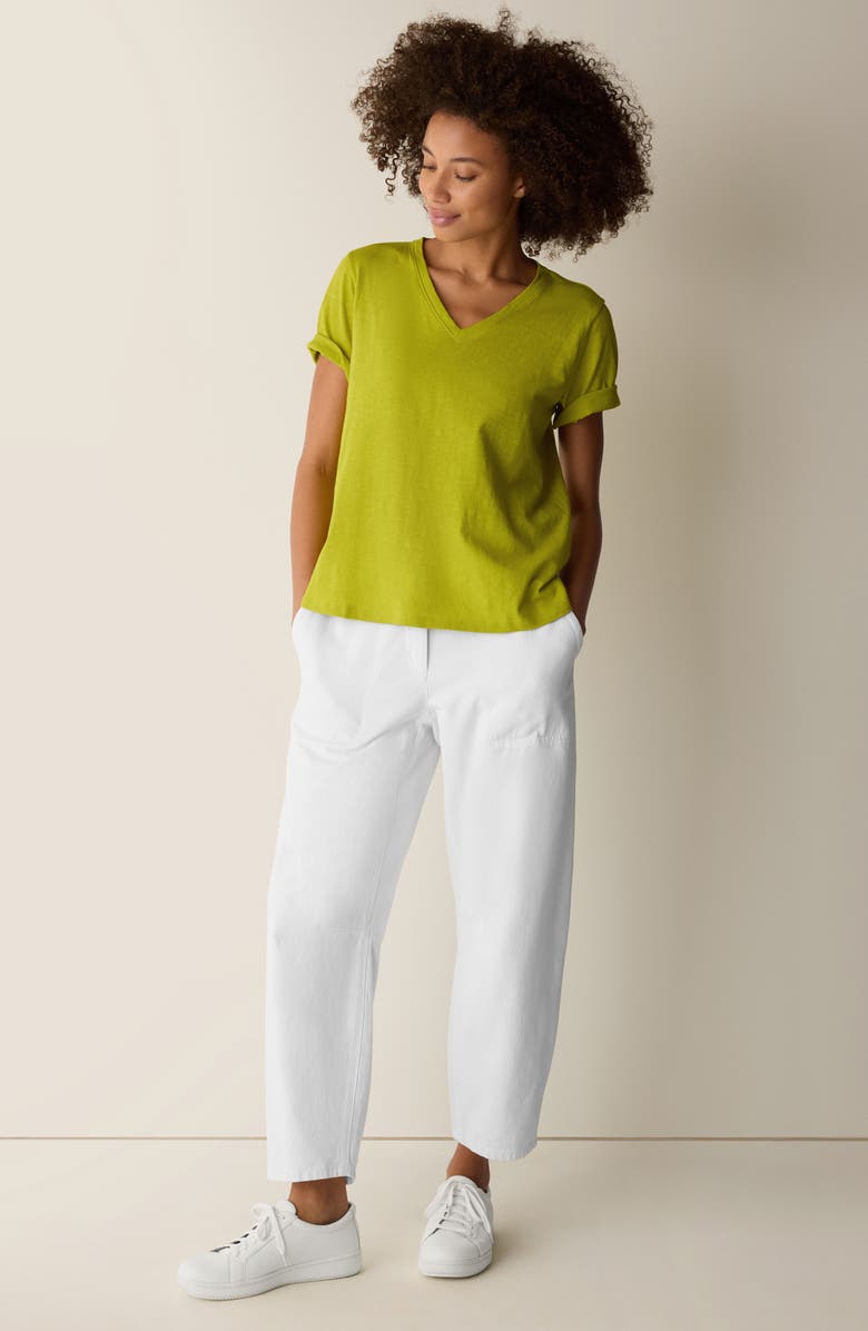 Eileen Fisher Easy V-Neck Organic Cotton T-Shirt, Alternate, color, Citron