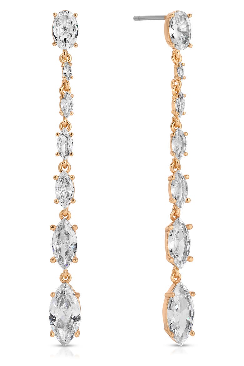 Marquise Cubic Zirconia Linear Drop Earrings, Main, color, GOLD