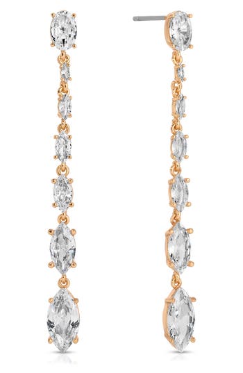 Ettika Marquise Cubic Zirconia Linear Drop Earrings