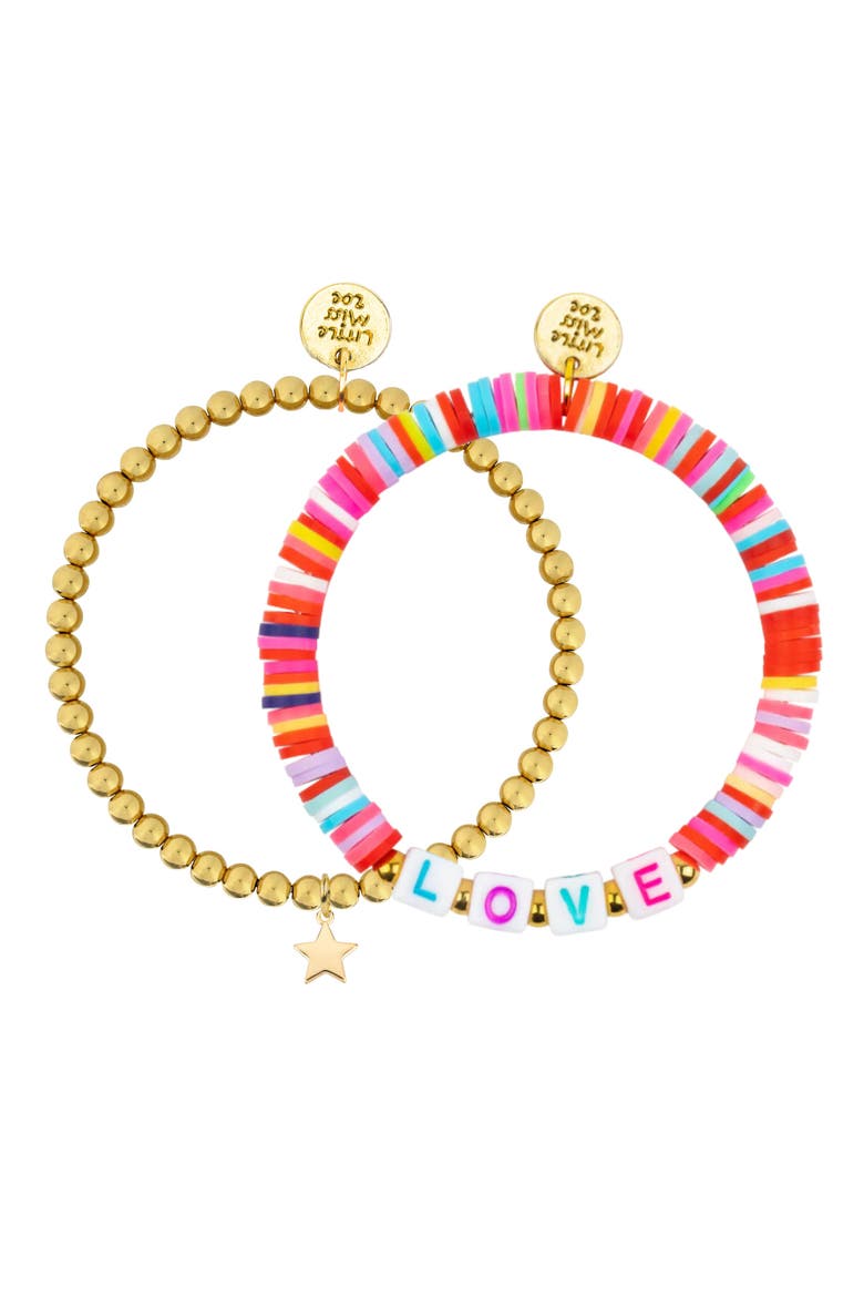 LOVE Vinyl and Delicate Gold Bracelet Set, Main, color, Rainbow