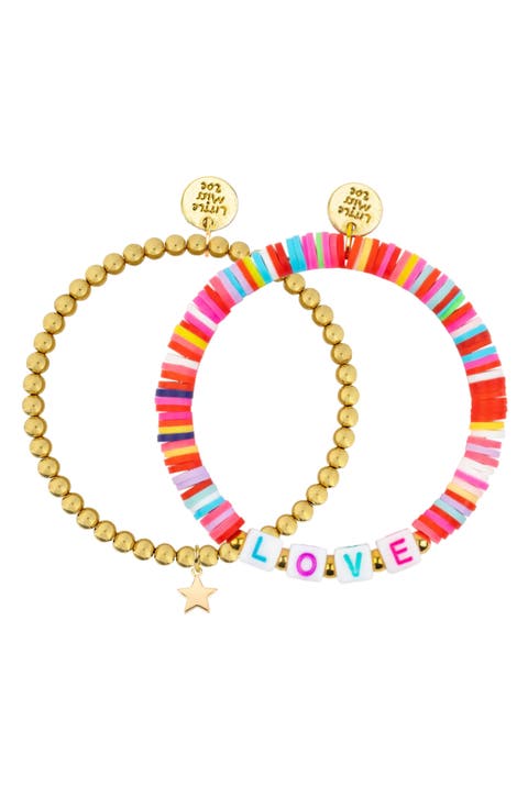 "LOVE" Disc Bracelet Duo