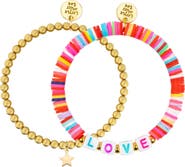 Little Miss Zoe LOVE Vinyl and Delicate Gold Bracelet Set