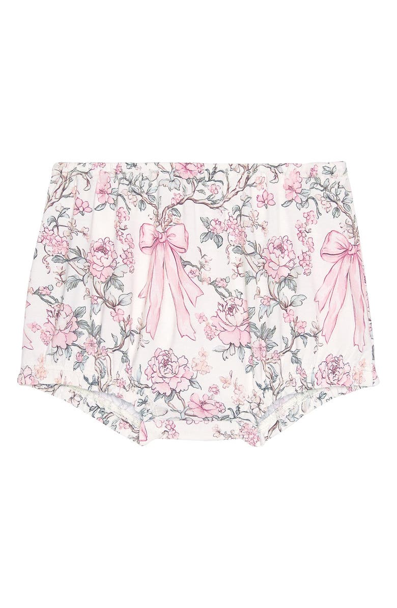 Posh Peanut Flutter Sleeve Smocked Bodice Peplum Top & Bloomers Set, Alternate, color, Light/ Pastel Pink