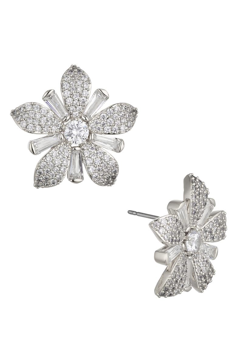Nadri Freya Pavé XL Flower Stud Earrings, Main, color, 