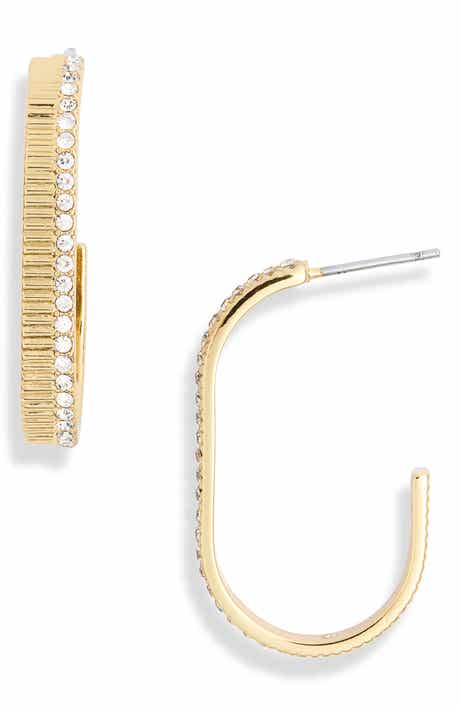 Cubic Zirconia J-Hoop Earrings