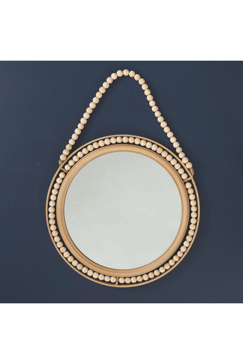 Beaded Hanging Mirror, Round Beaded Wall Mirror, Modern, Hanging, Entryway, Glass, Gold, Home Decor, All Seasons, Alternate, color, Gold