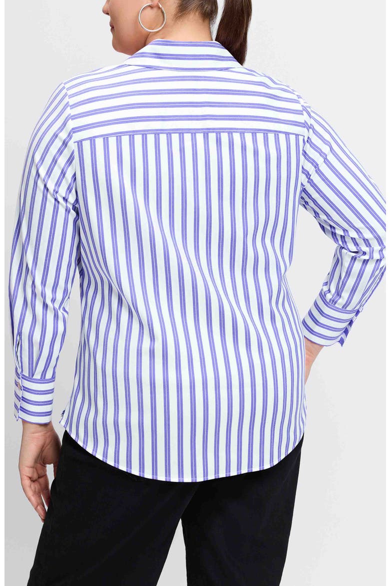Mary Stripe Stretch Button-Up Shirt, Alternate, color, LAPIS/ WHITE