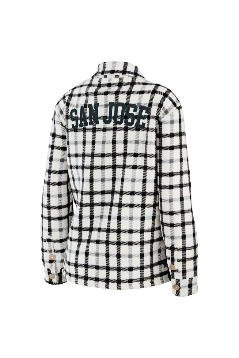 Women's WEAR by Erin Andrews Oatmeal San Jose Sharks Plaid Button-Up Shirt Jacket, Alternate, color, Oatmeal