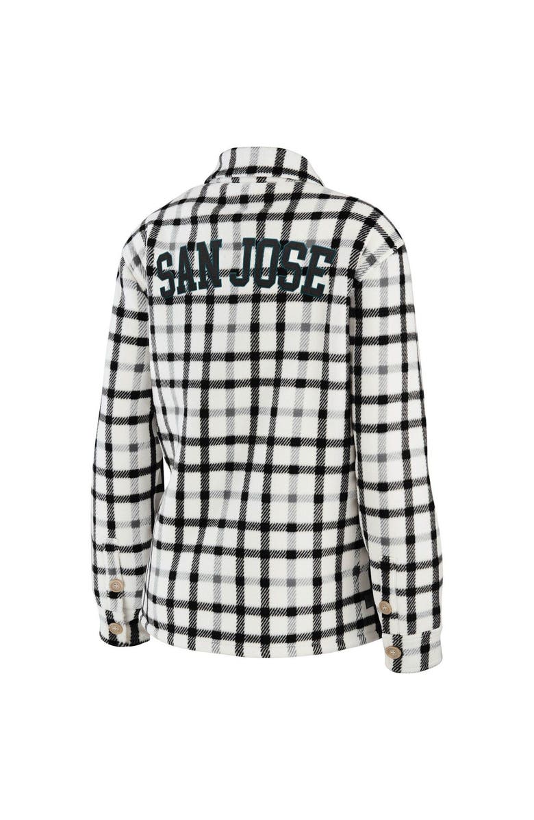 WEAR by Erin Andrews Women's WEAR by Erin Andrews Oatmeal San Jose Sharks Plaid Button-Up Shirt Jacket, Alternate, color, Oatmeal
