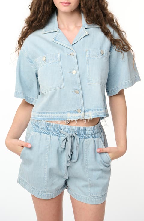 Crop Denim Shirt (Unwind)