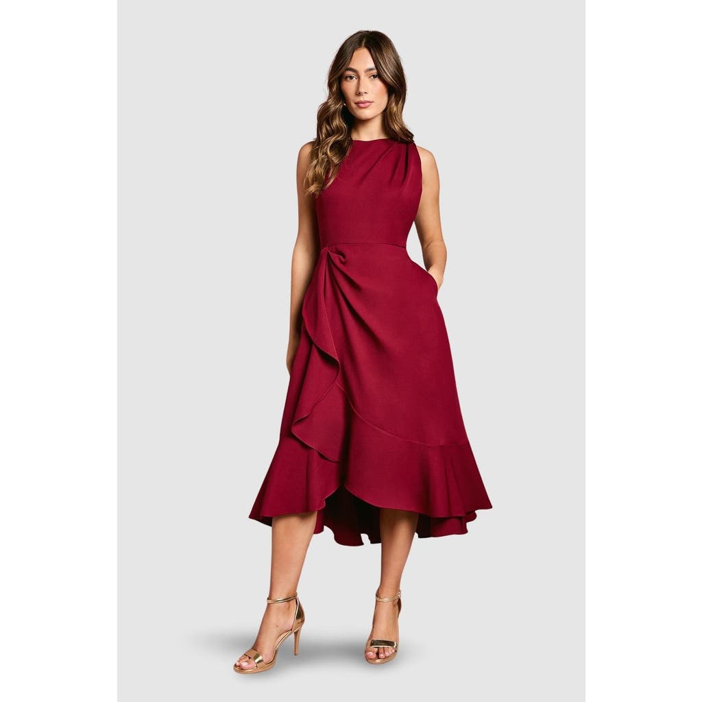 Coast Waterfall Crepe Midi Dress In Red