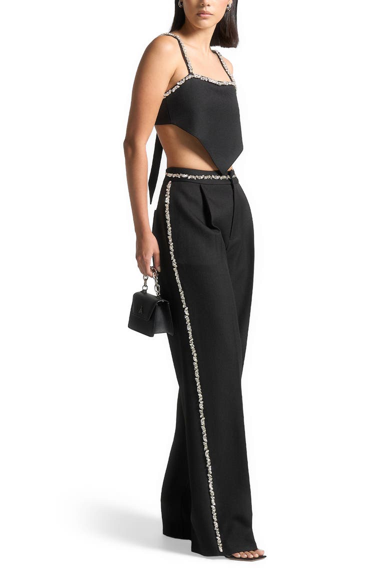 Patricia Embellished Tailored Trousers, Alternate, color, Black