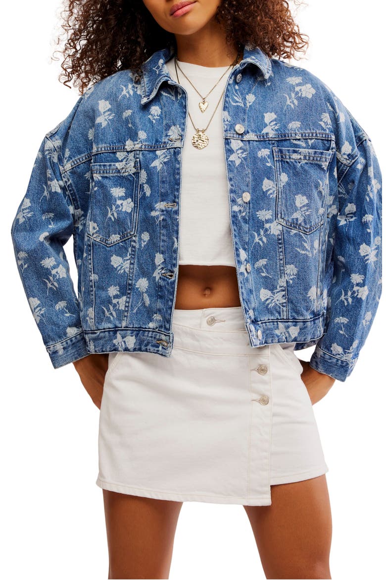 Opal Floral Swing Denim Jacket, Main, color, FALLEN DAISY