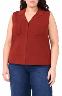 Halogen® Notched Collar Sweater Vest