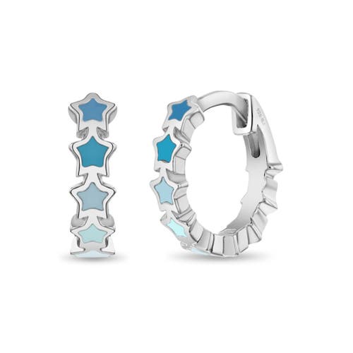 Shop In Season Jewelry Star Cascade Huggie Hoops In Blue