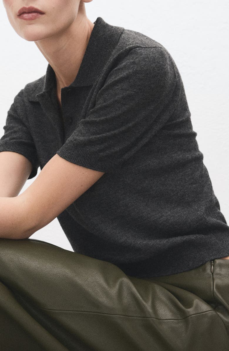 MANGO Short Sleeve Polo Sweater, Alternate, color,