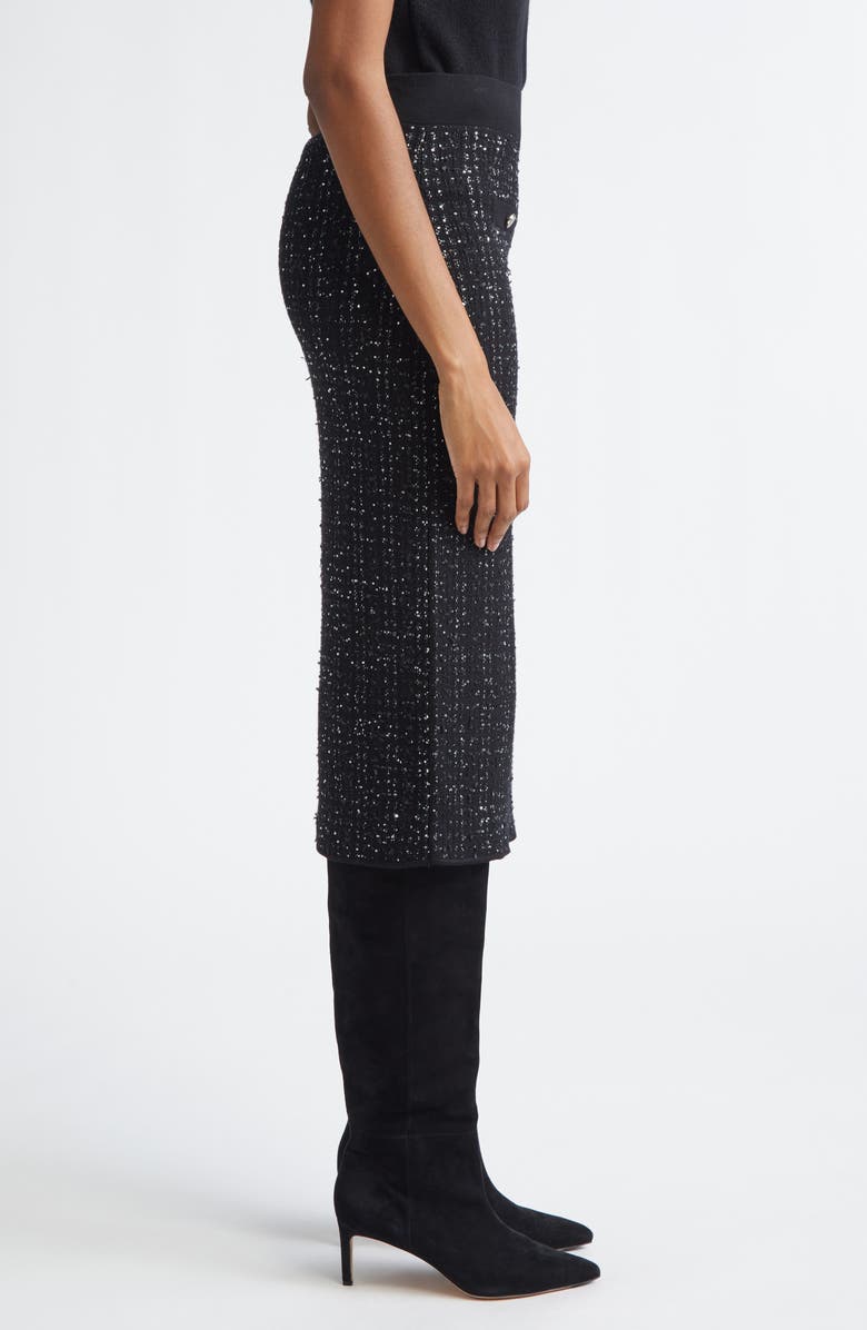 Veronica Beard Corbin Sequin Knit Pencil Skirt, Alternate, color, Black