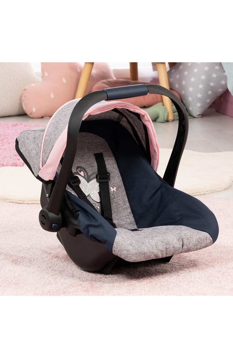 Bayer Design Car Seat Grey, Blue, Pink Butterfly Fits Dolls Up To 18 Inch, Alternate, color, Multicolored
