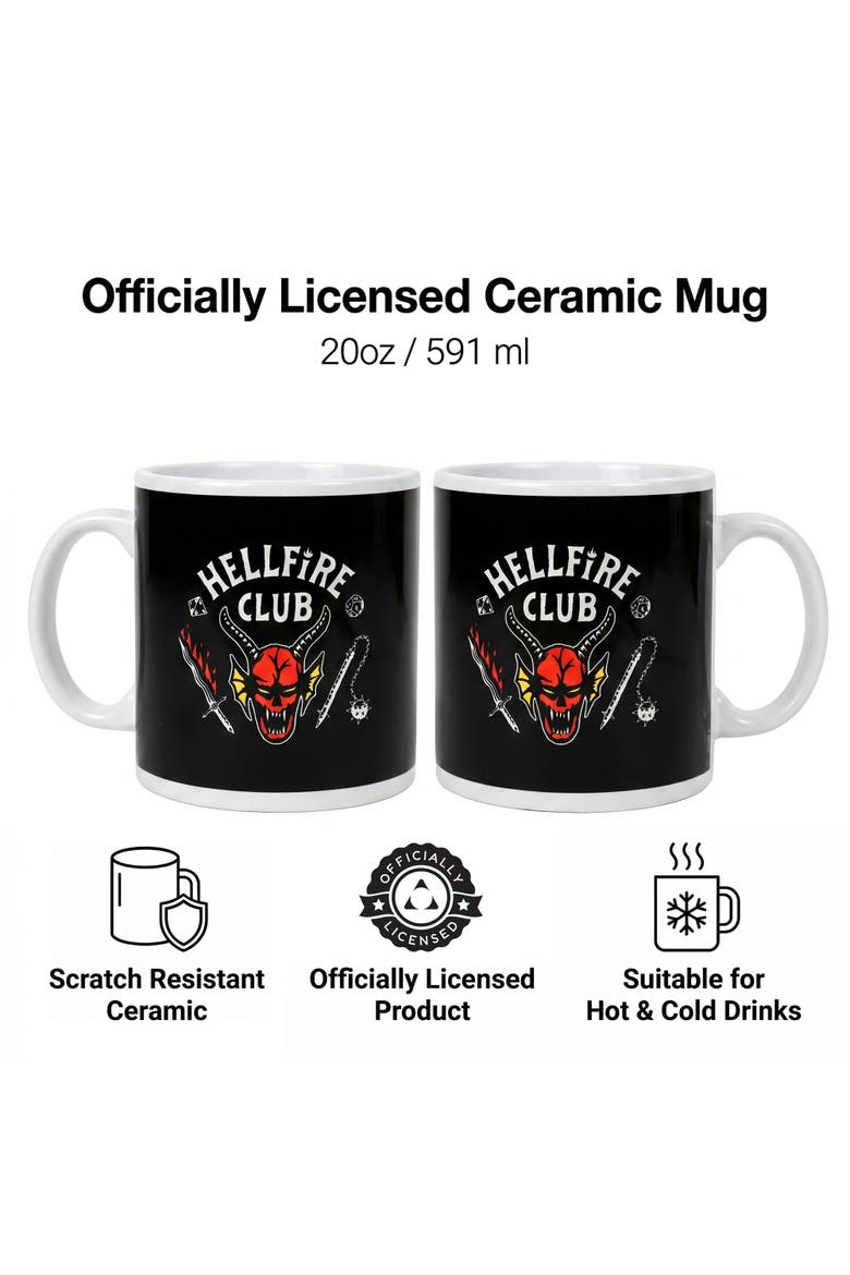 20 oz Stranger Things Hellfire Club Ceramic Mug, Alternate, color, Black