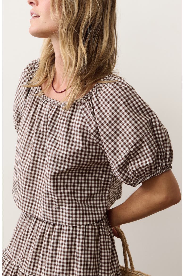 Gia Gingham Pima Cotton Top, Alternate, color, CHOCOLATE GINGHAM