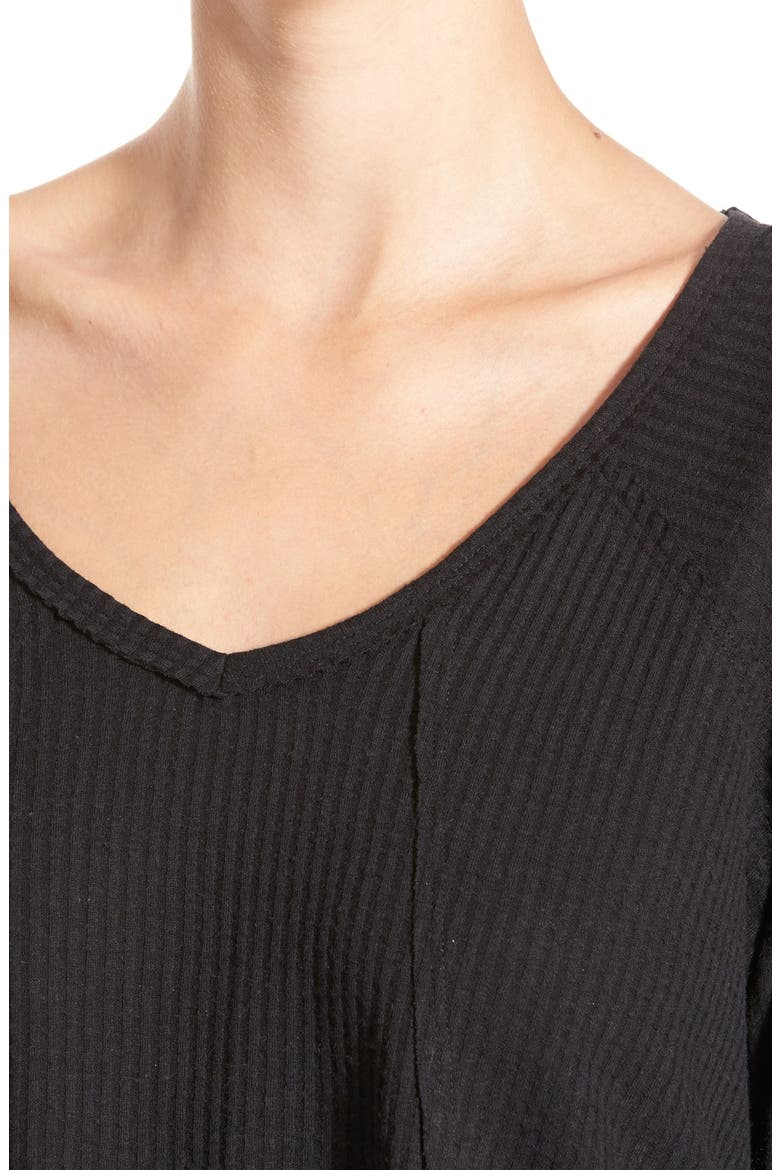 V-Neck Thermal Swing Top, Alternate, color, BLACK