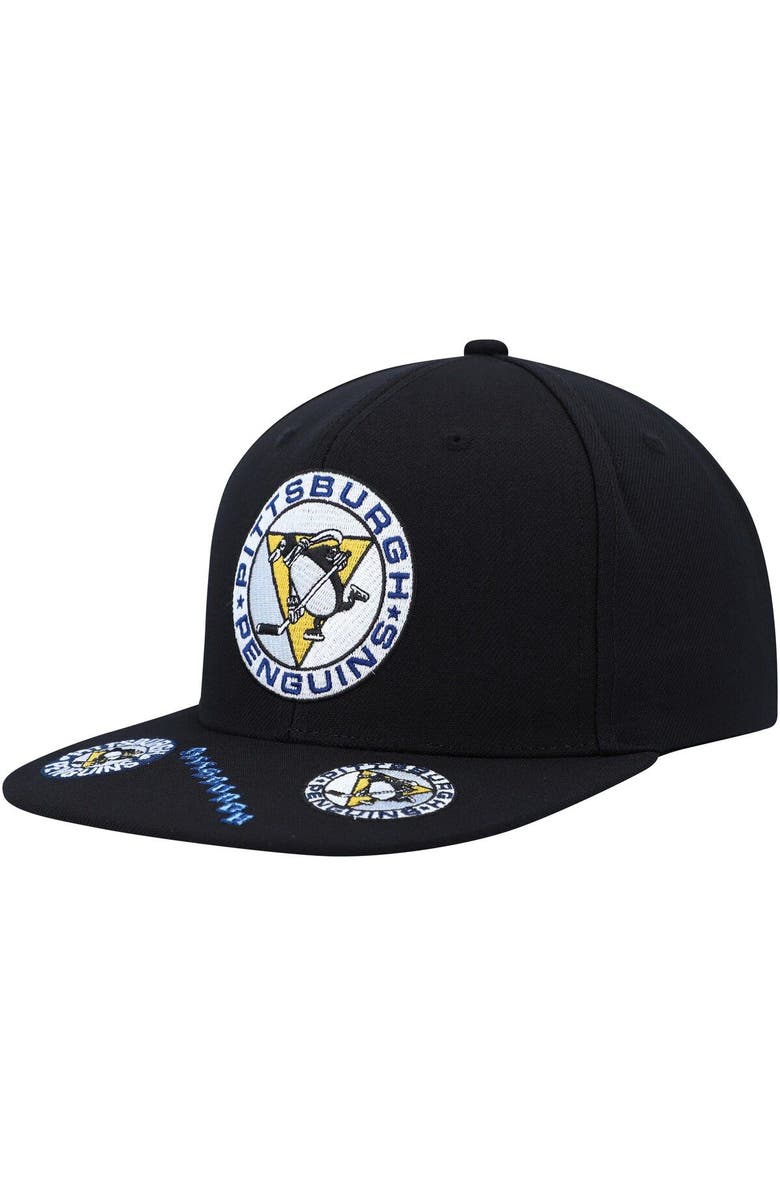 Mitchell & Ness Men's Mitchell & Ness Black Pittsburgh Penguins Vintage Hat Trick Snapback Hat, Main, color, Black