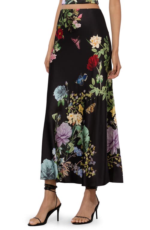 Alice And Olivia Floral-print Midi Skirt In Black