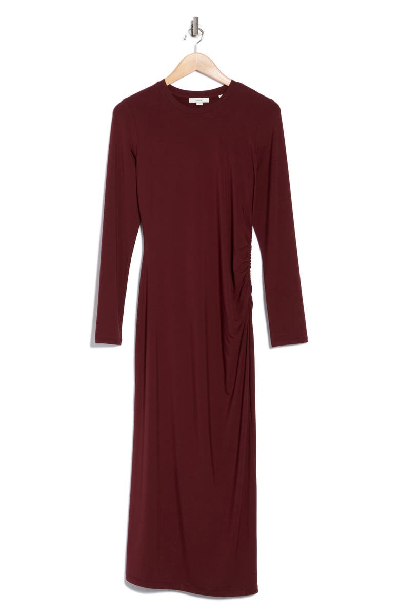 Vince Long Sleeve Ruched Dress, Alternate, color, Black Rose