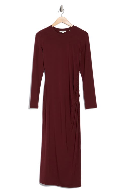 Vince Long Sleeve Ruched Dress In Brown