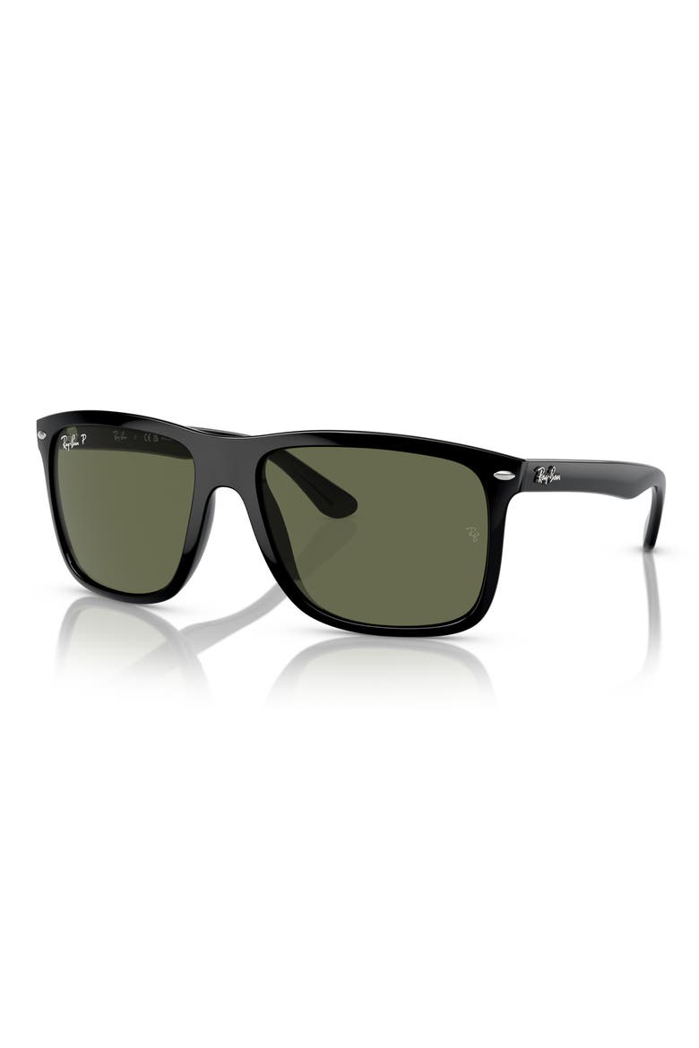 60mm Polarized Square Sunglasses, Alternate, color, BLACK / POLAR GREEN