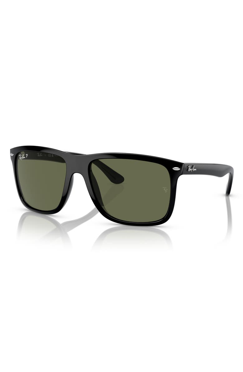 Ray-Ban 60mm Polarized Square Sunglasses, Alternate, color, Black / Polar Green