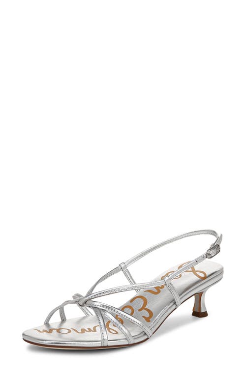 Sam Edelman Cressa Strappy Kitten Heel Sandal Soft Silver Leather In Soft Silver