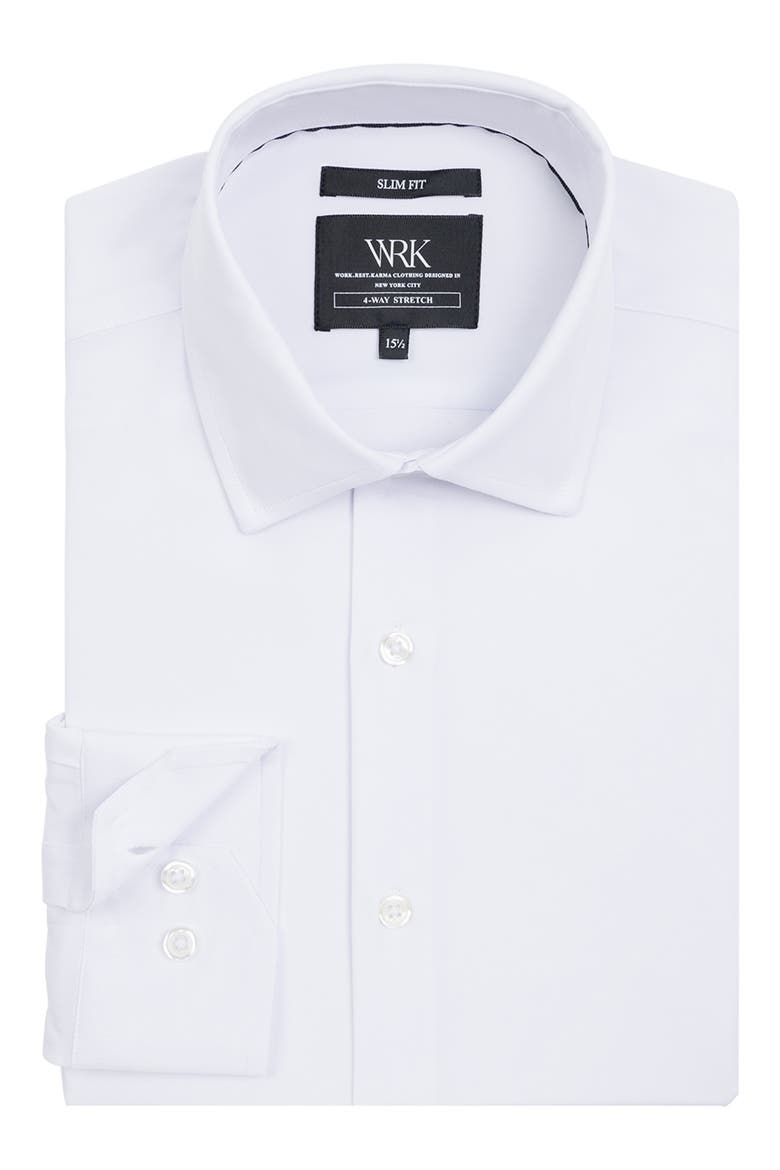 Slim Fit Solid Performance Dress Shirt, Alternate, color, WHITE