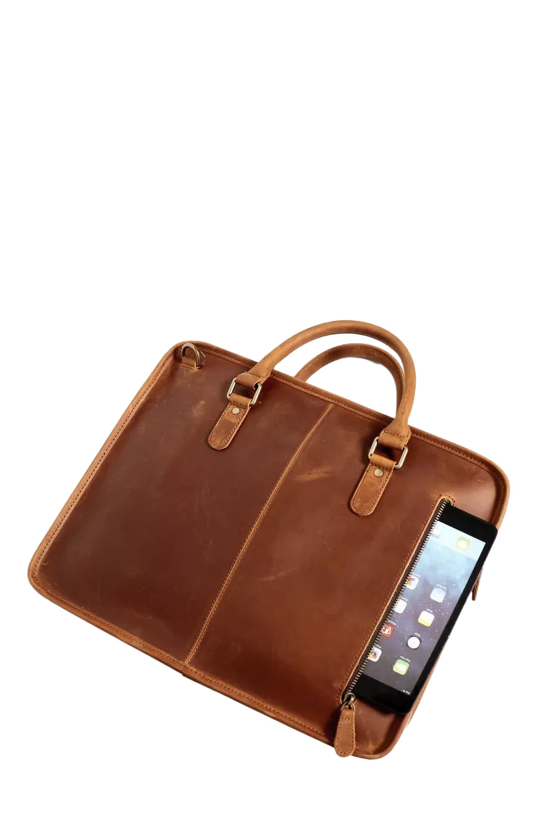 STEEL HORSE LEATHER The Hemming Leather Laptop Bag | Vintage Leather Briefcase, Alternate, color, Brown