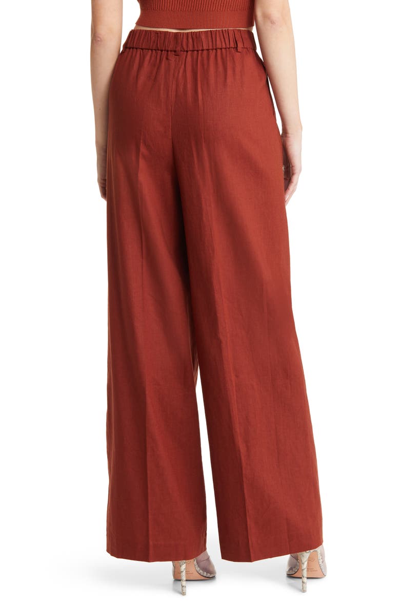 Linen Blend Trousers, Alternate, color, RUST CHERRY