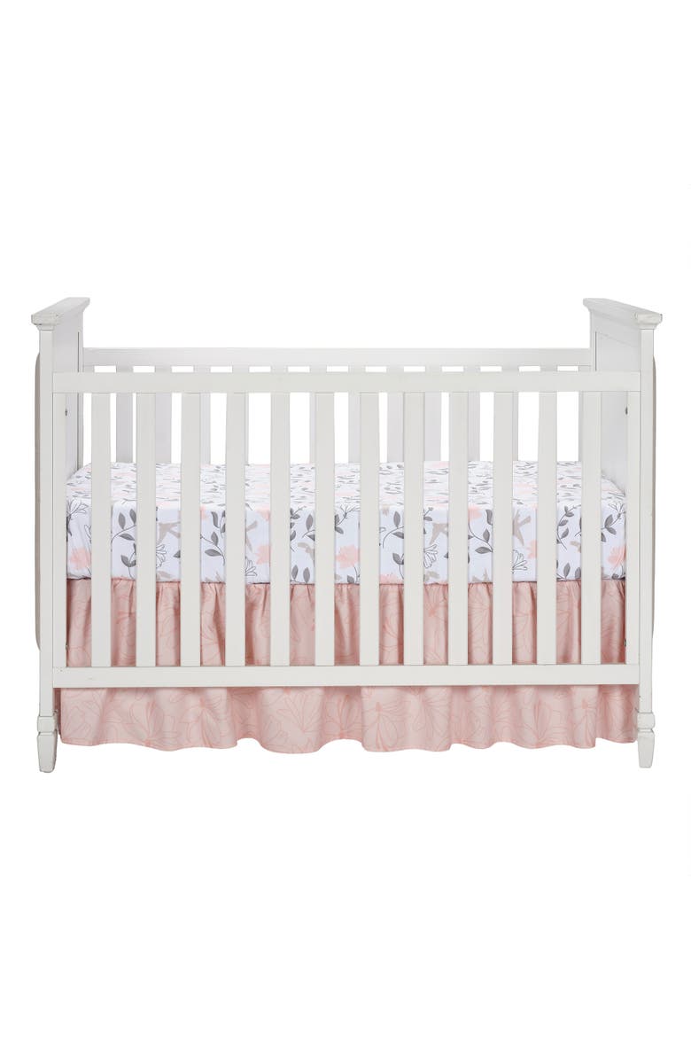 Lambs & Ivy Petals Floral 100% Cotton Fitted Crib/Toddler Sheet, Alternate, color, White