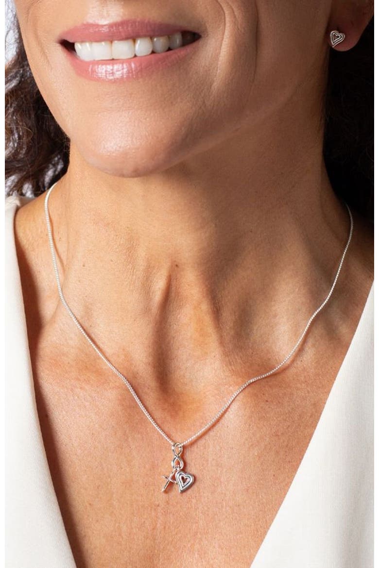 Faith, Hope, & Love Charm Pendant Necklace, Alternate, color, Sterling Silver