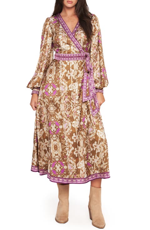 Long Sleeve Wrap Midi Dress