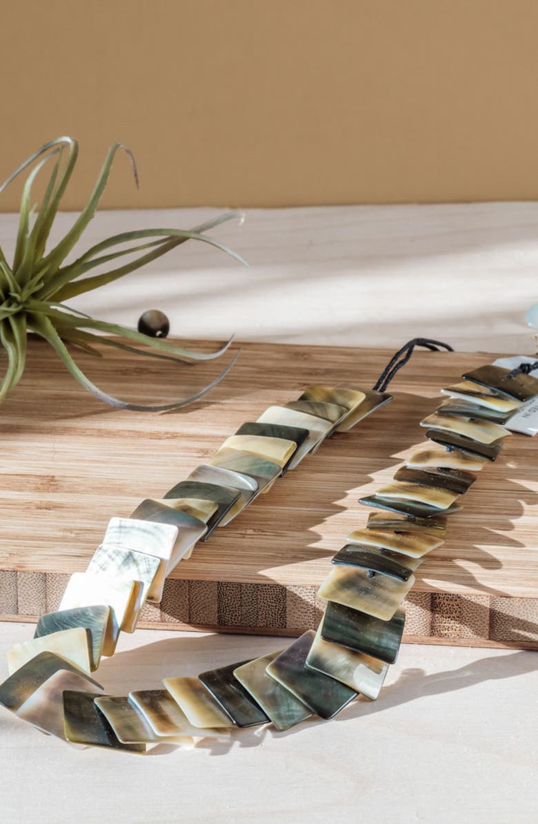 LIKHA Playa Square Tiles Mother-Of-Pearl Necklace, Alternate, color, Black