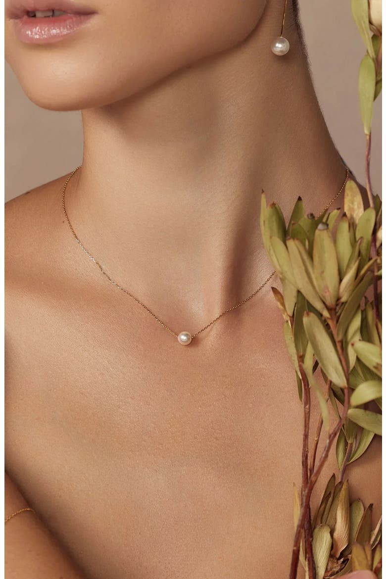 18K Gold Plated Sterling Silver Perfect Pearl Pair Necklace Set Gift Idea, Alternate, color, Gold
