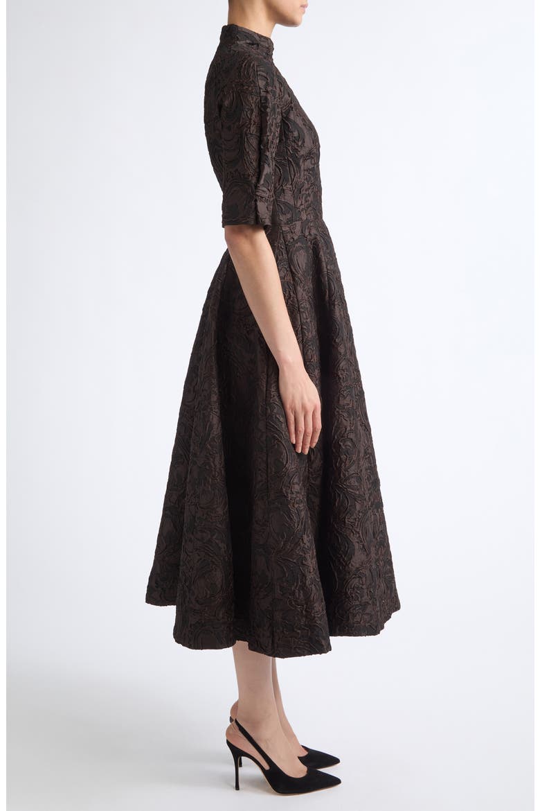 Quinley Jacquard Midi Dress, Alternate, color, CHOCOLATE/BLACK
