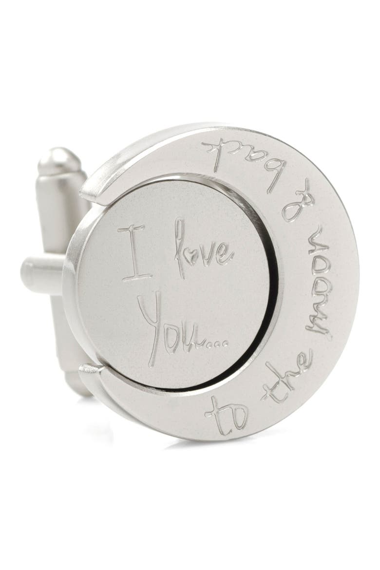 Love You to the Moon & Back Cuff Links, Alternate, color, SILVER