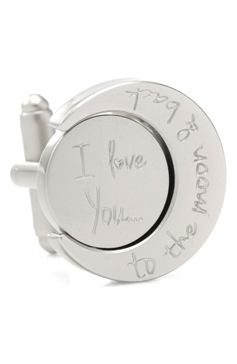 Cufflinks, Inc. Love You to the Moon & Back Cuff Links, Alternate, color, Silver
